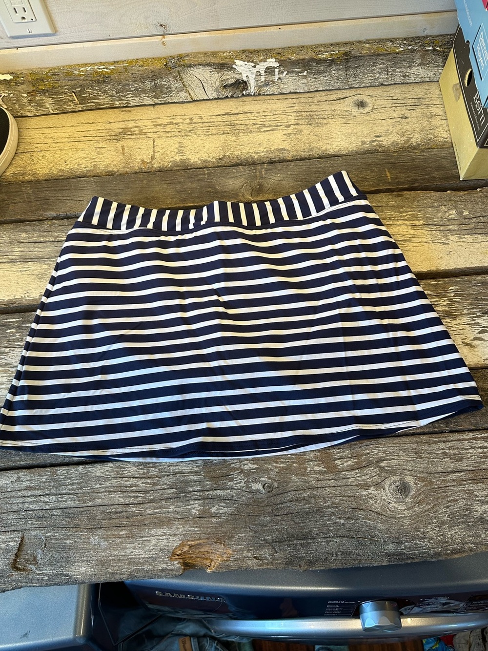 Land’s End | Blue & White Striped Skirt Swimming Suit Bottom